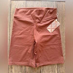 Balance Athletica High-Waist Bike Shorts in Rust